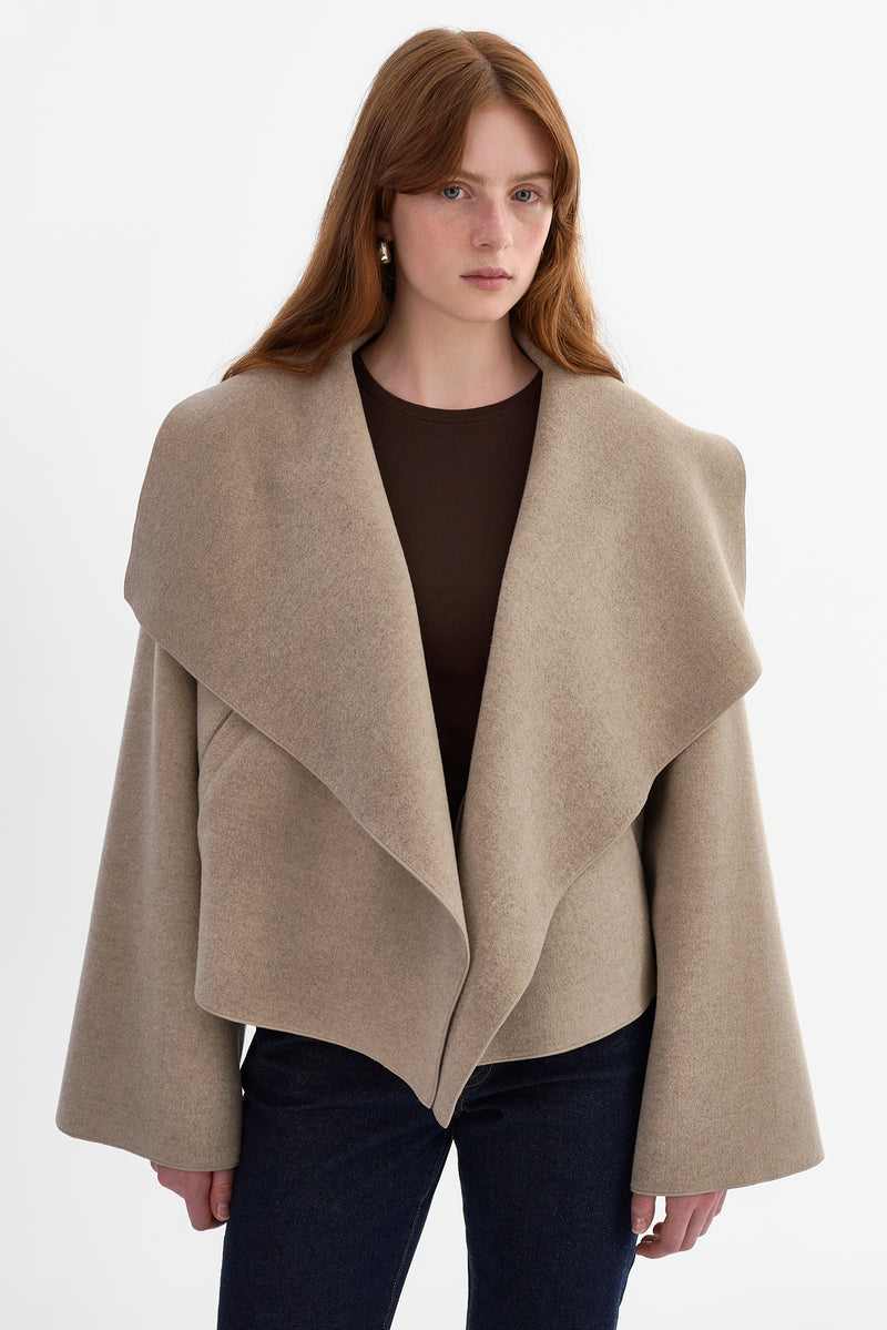 Cropped Cascade Collar Jacket