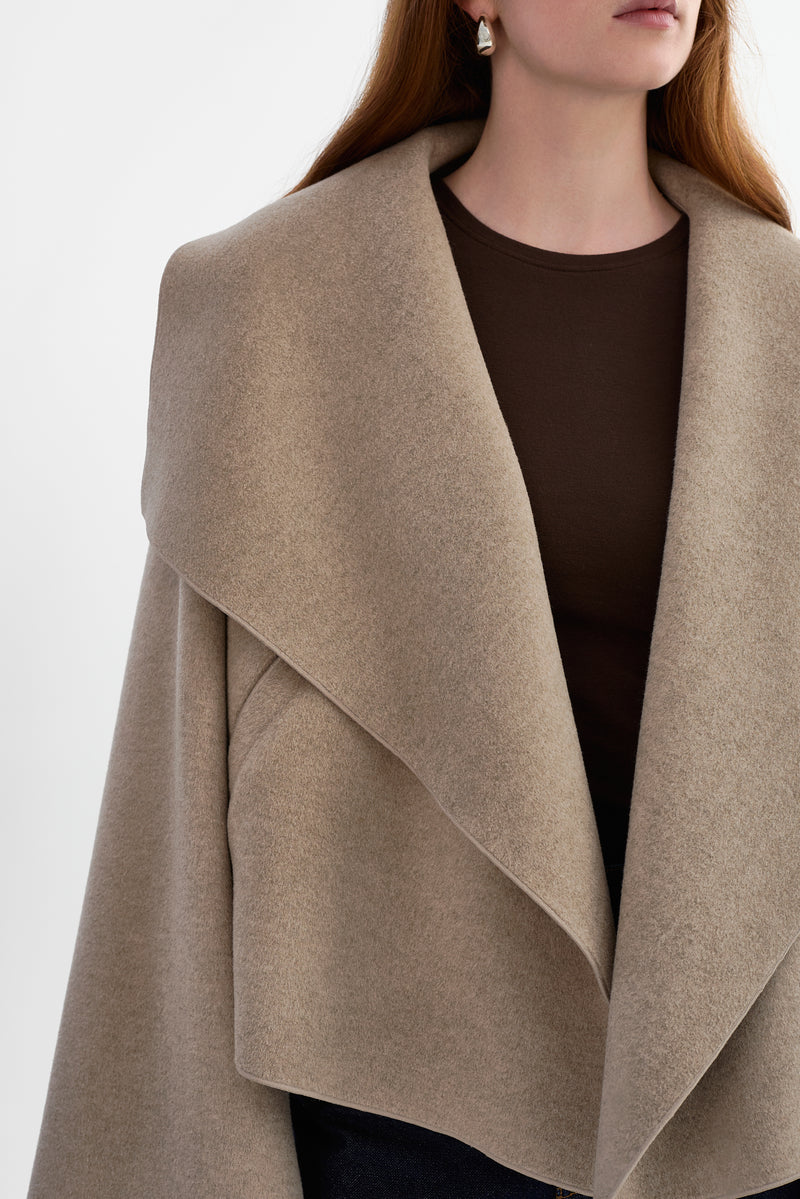 Cropped Cascade Collar Jacket