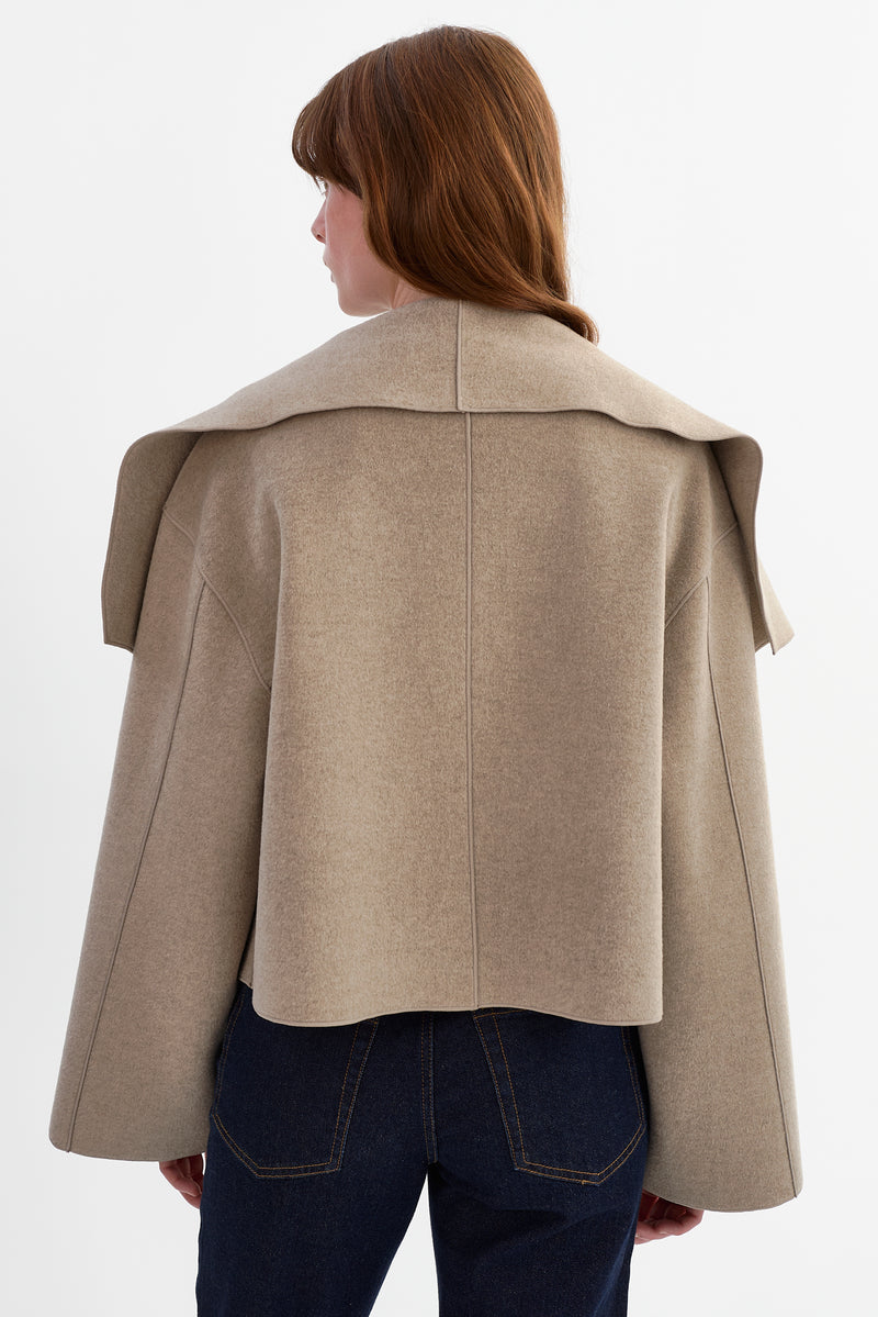 Cropped Cascade Collar Jacket