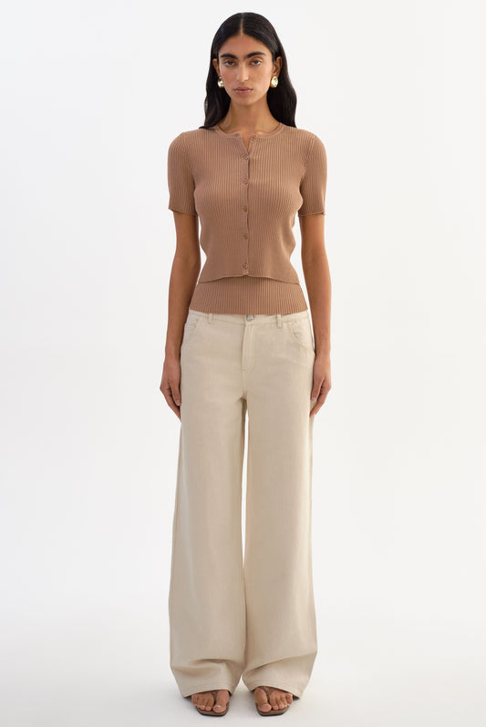 MAEVA | Shimmery Rib Knit Cropped Cardigan