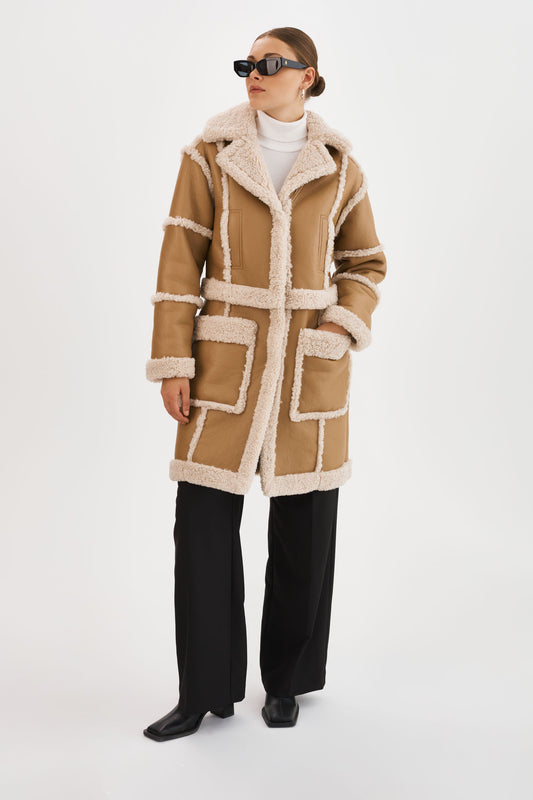 MARIANE | Manteau détachable en fausse peau de mouton