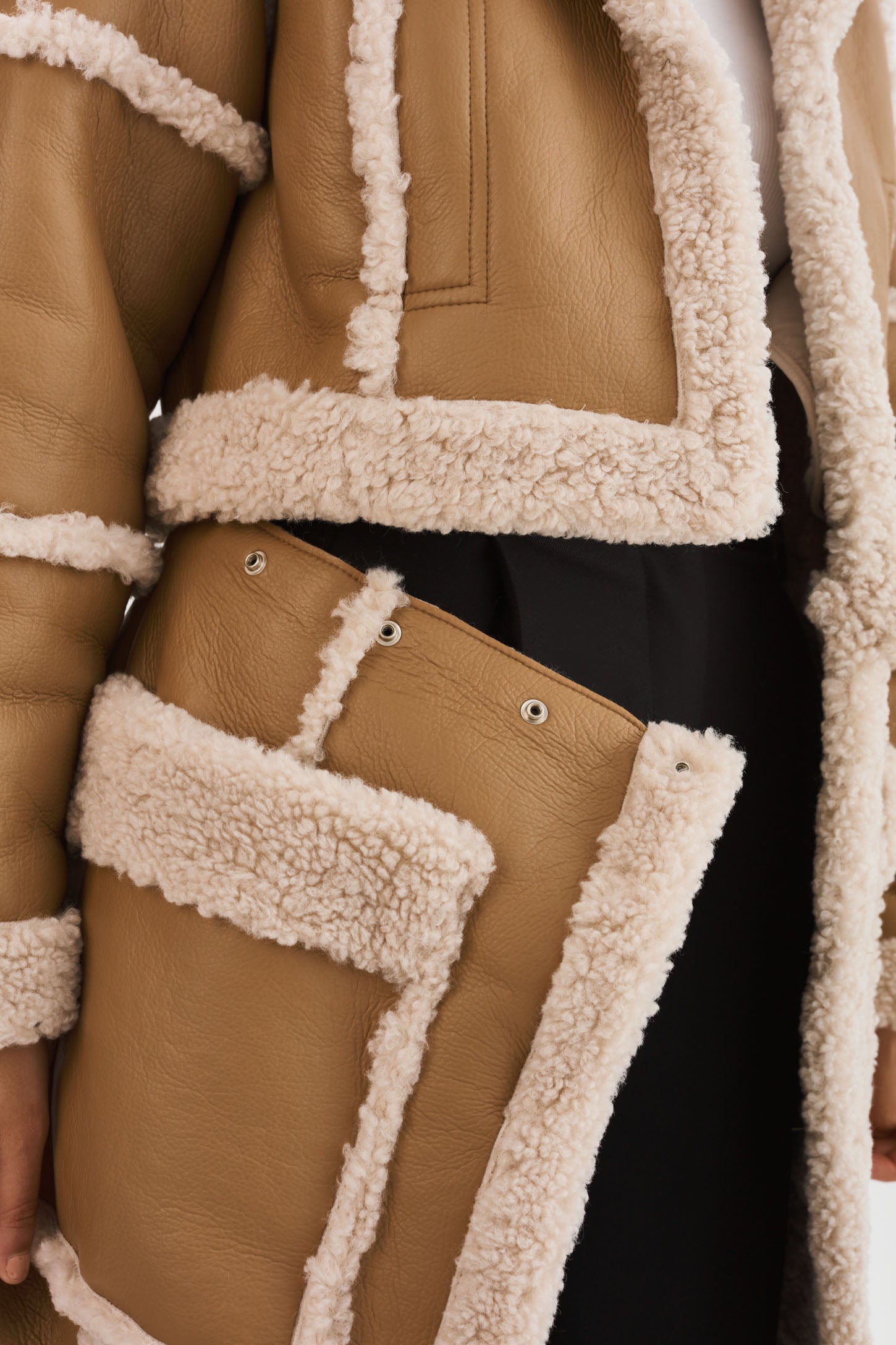 MARIANE | Manteau détachable en fausse peau de mouton