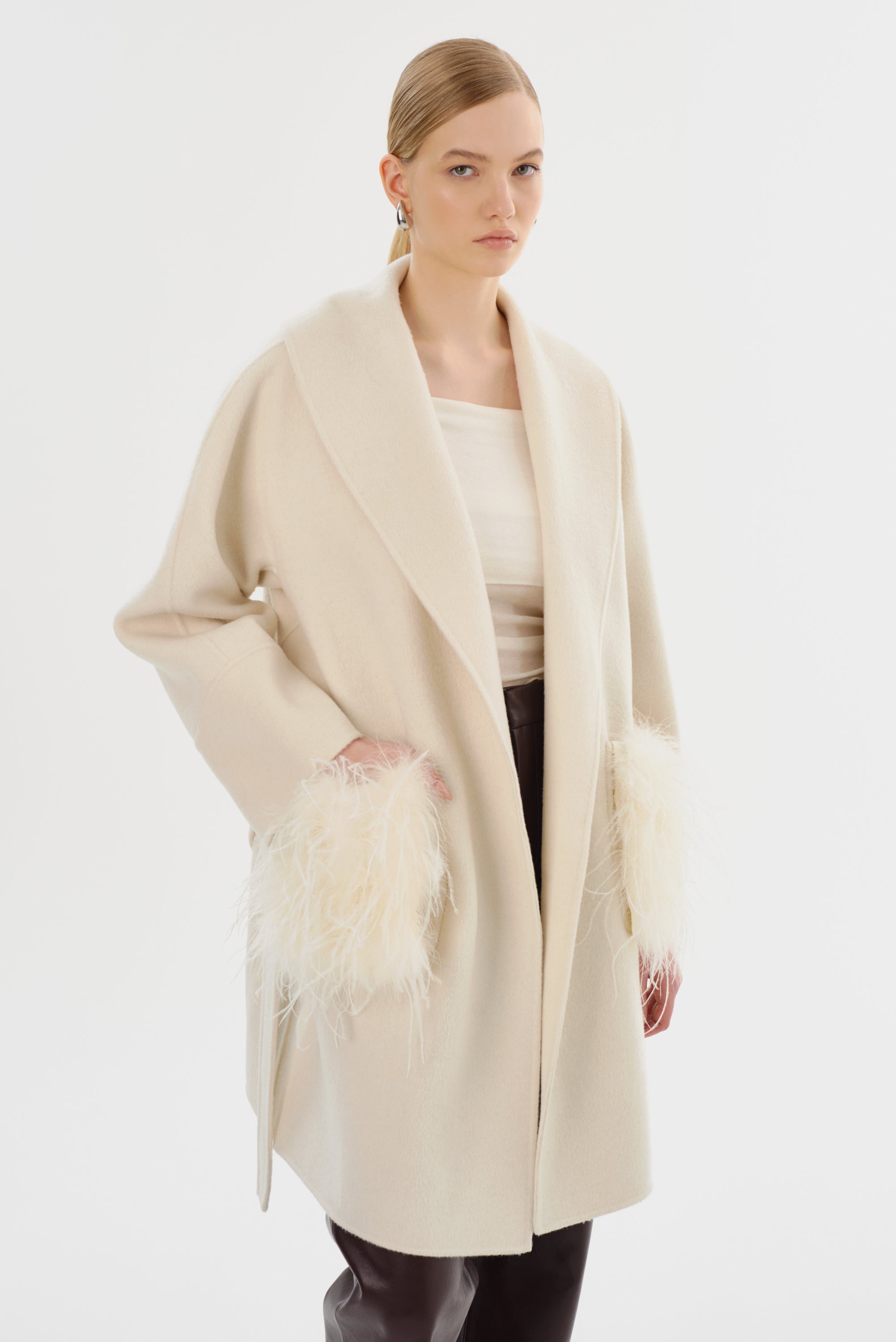 MARIE | Manteau en Laine à Col Châle