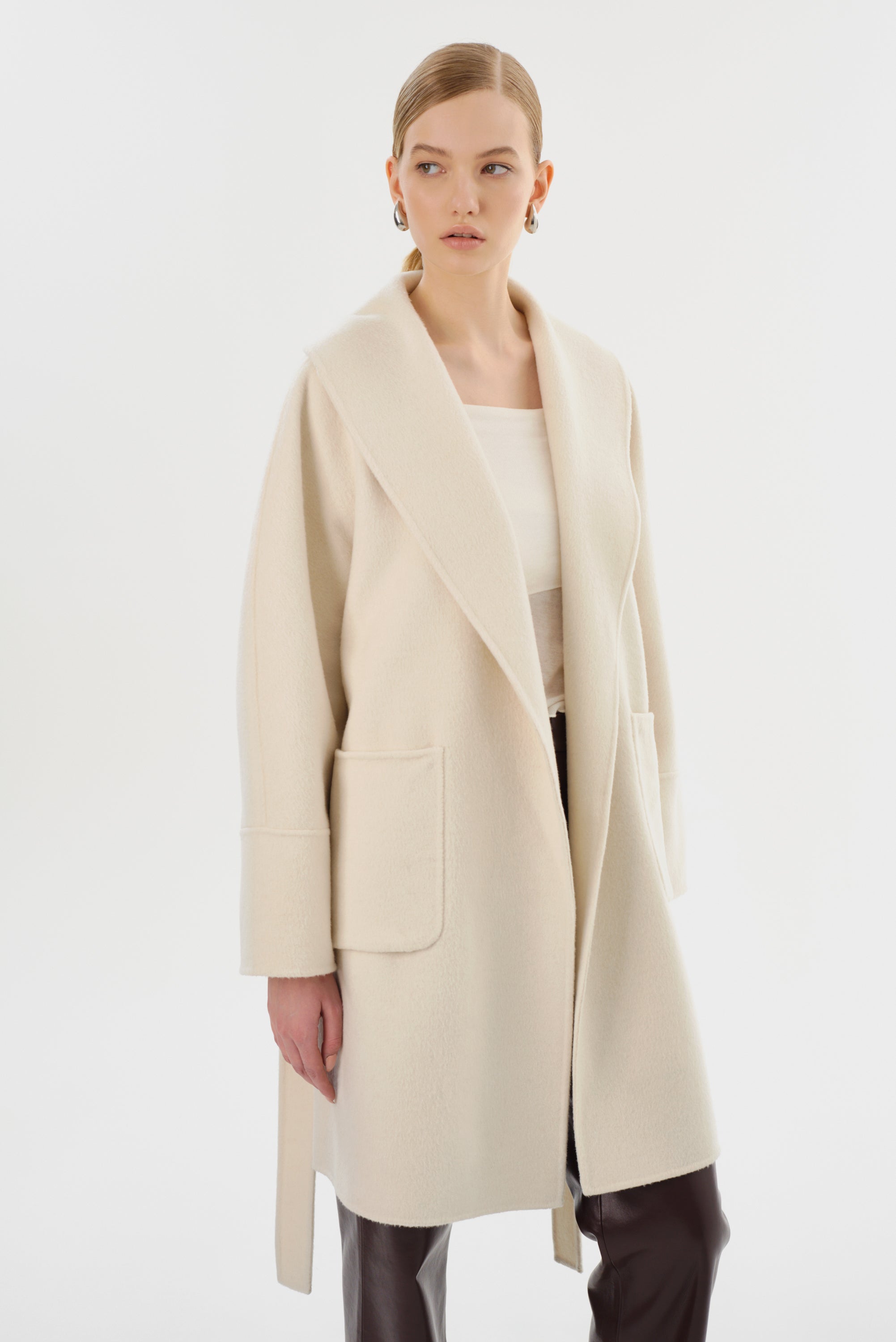 MARIE | Manteau en Laine à Col Châle