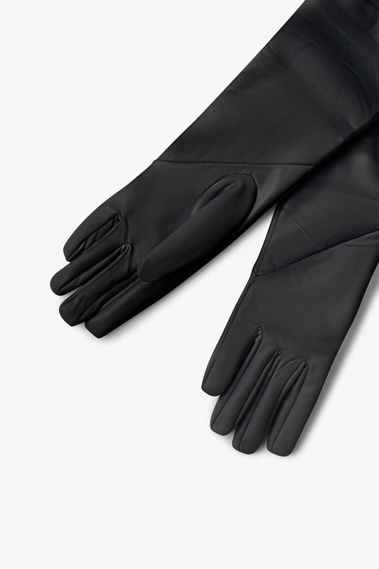 MARILYN | Faux Leather And Tulle Gloves