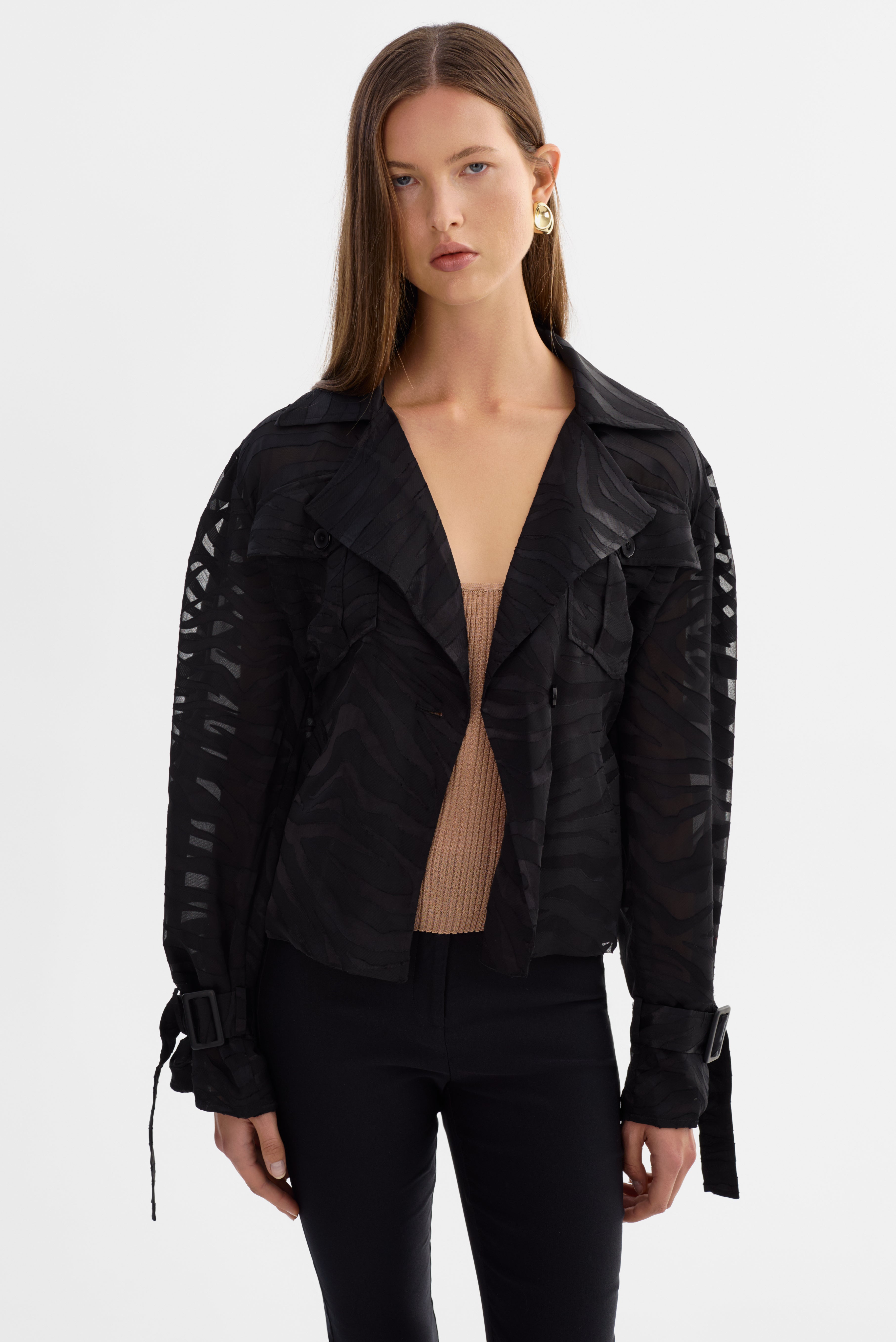 MARKEESA | Veste trench semi-transparente zébrée