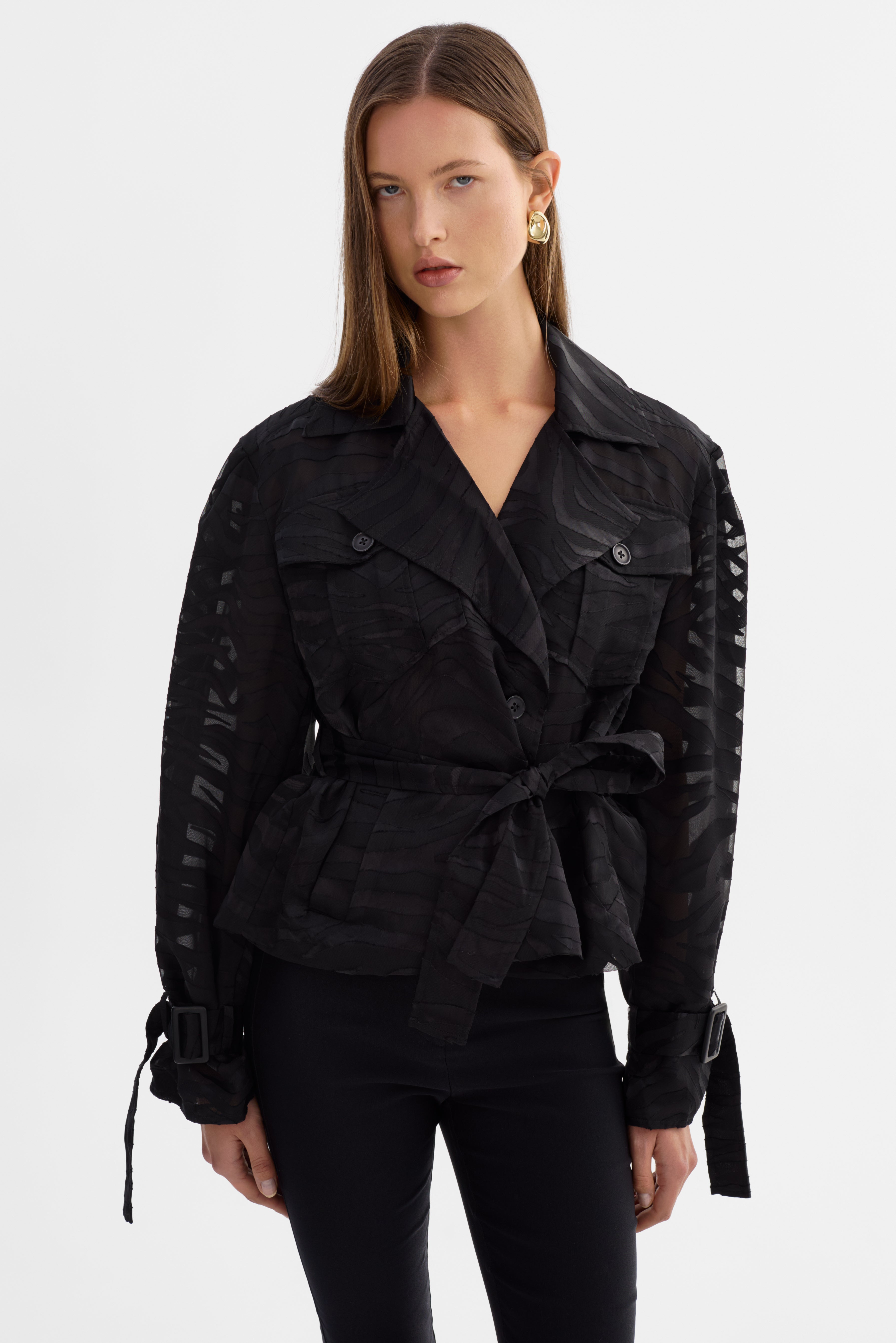 MARKEESA | Veste trench semi-transparente zébrée