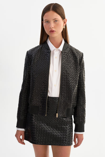 MARLEY | Leather Basket Weave Jacket