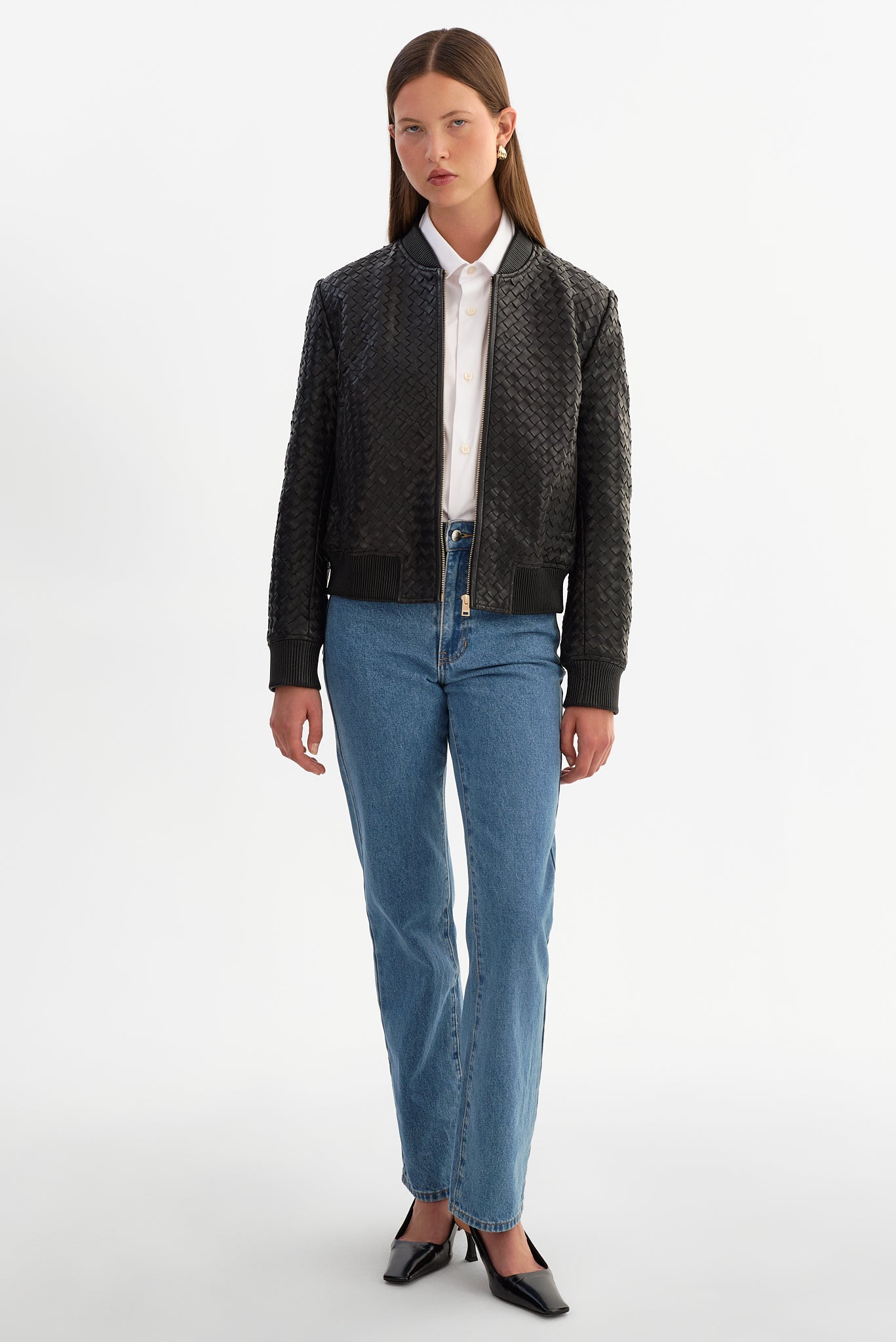 MARLEY | Leather Basket Weave Jacket