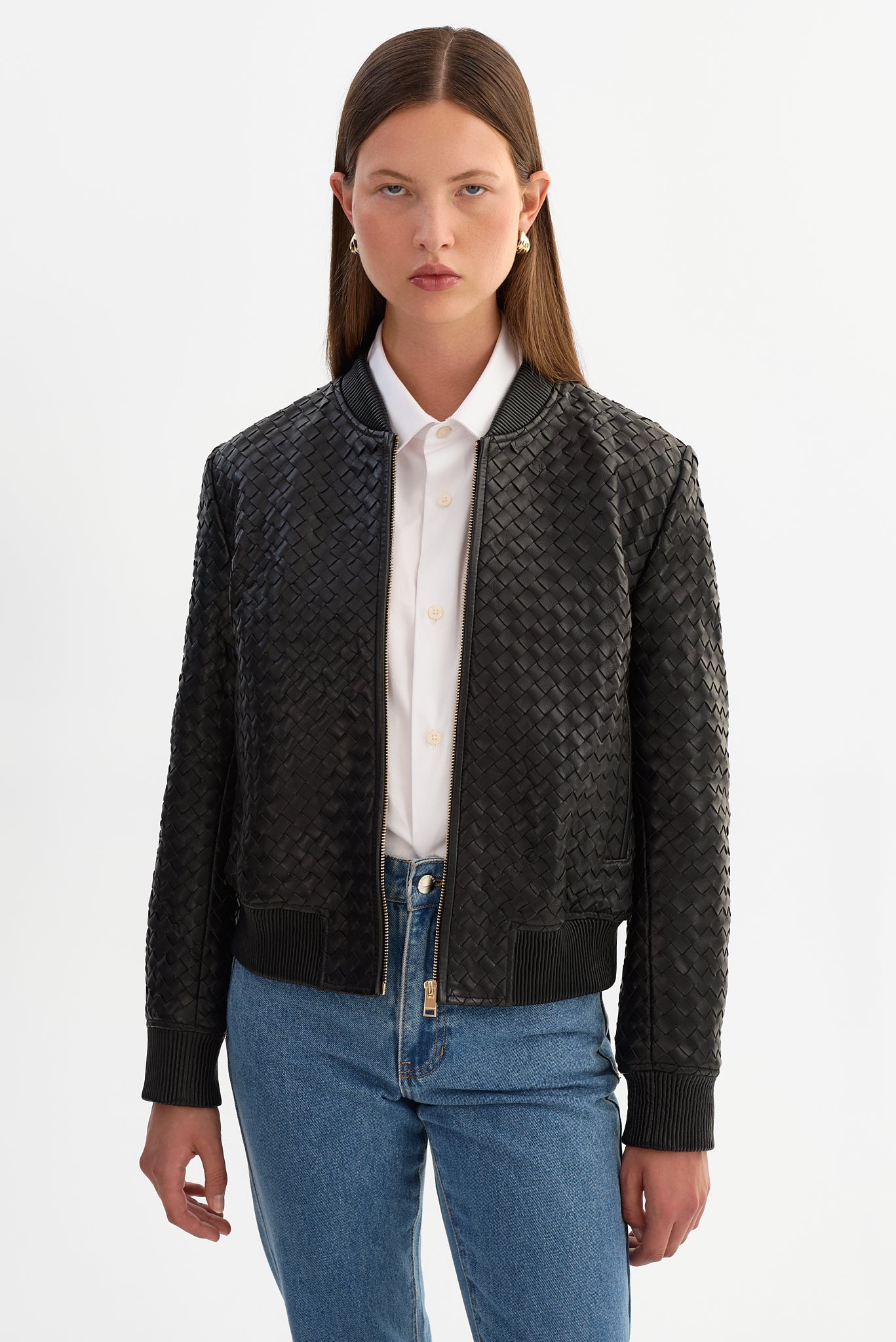 MARLEY | Leather Basket Weave Jacket