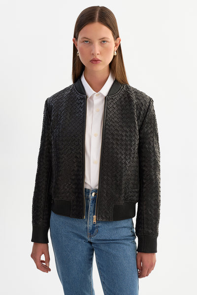 MARLEY | Leather Basket Weave Jacket