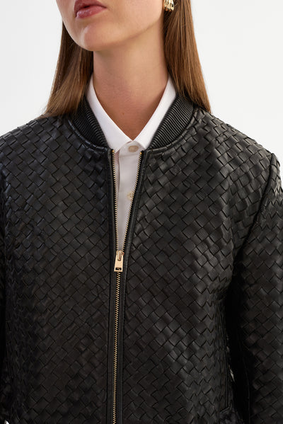 MARLEY | Leather Basket Weave Jacket