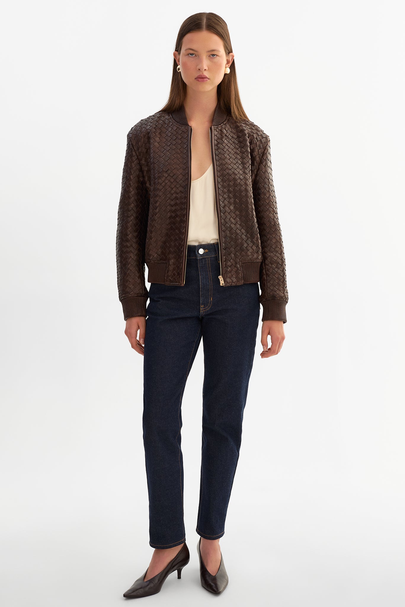 MARLEY | Leather Basket Weave Jacket