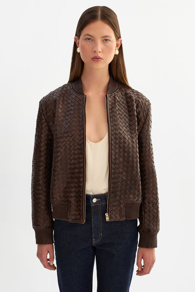 MARLEY | Leather Basket Weave Jacket