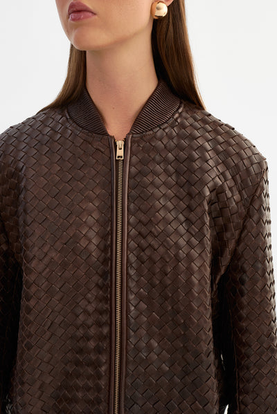 MARLEY | Leather Basket Weave Jacket