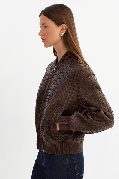MARLEY | Leather Basket Weave Jacket