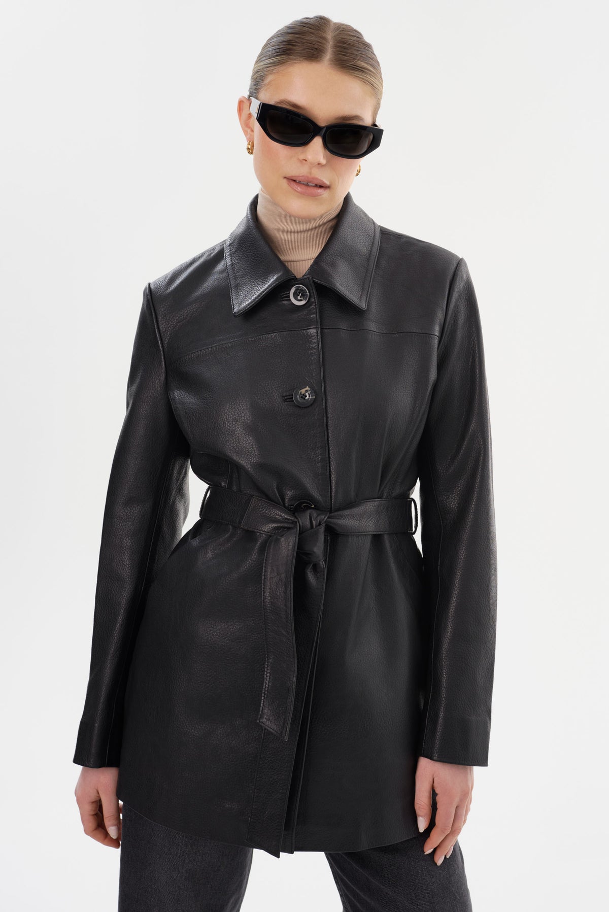 MARLOWE Leather Trench Coat