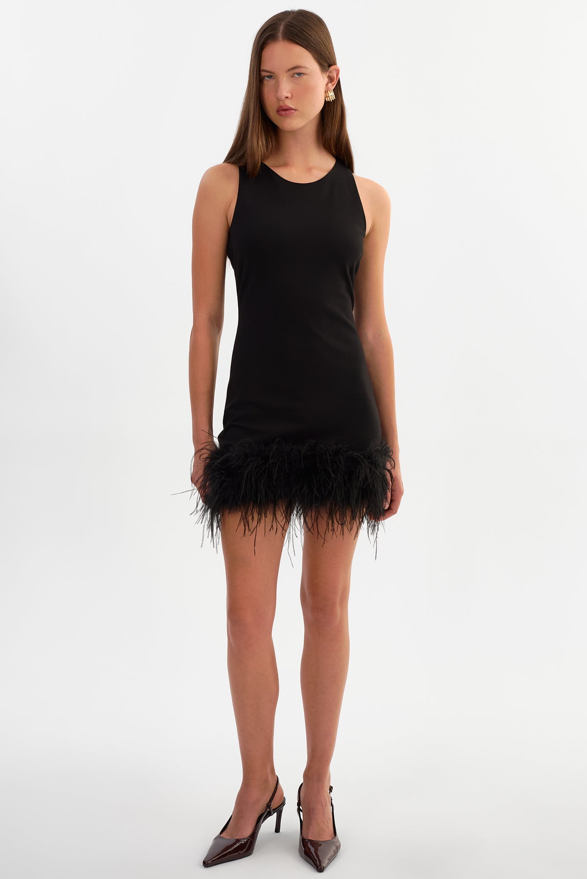MARTINA | Sleeveless Feather Trimmed Mini Dress