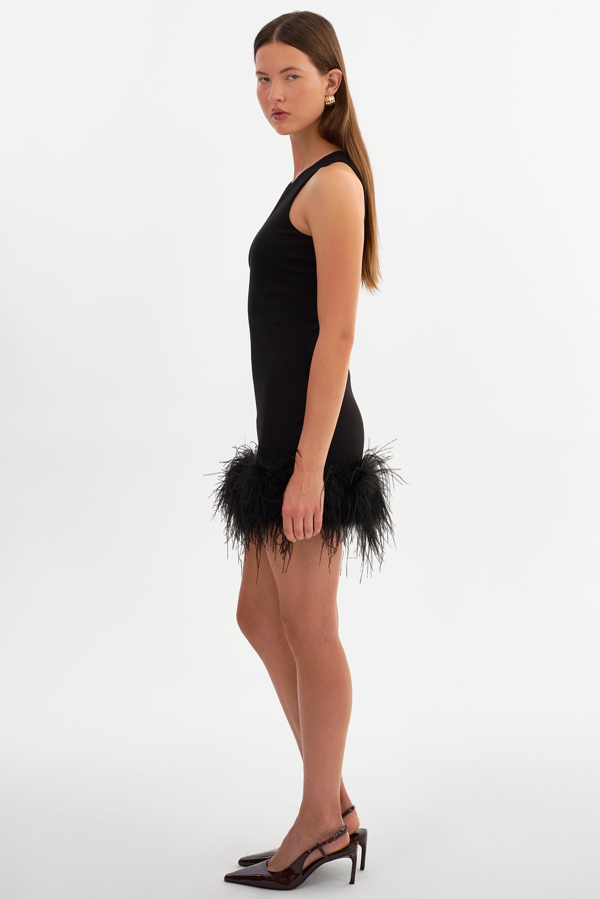 MARTINA | Sleeveless Feather Trimmed Mini Dress