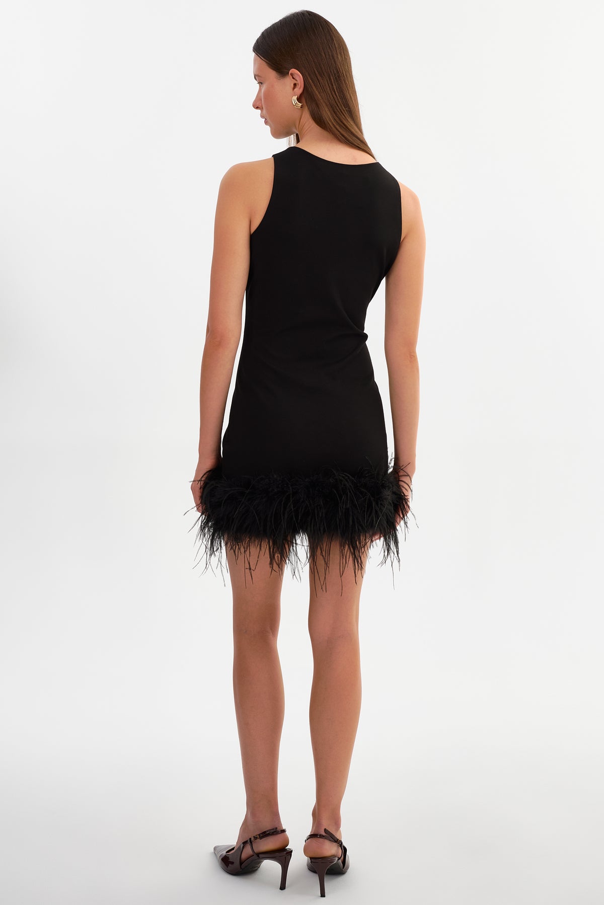 MARTINA | Sleeveless Feather Trimmed Mini Dress