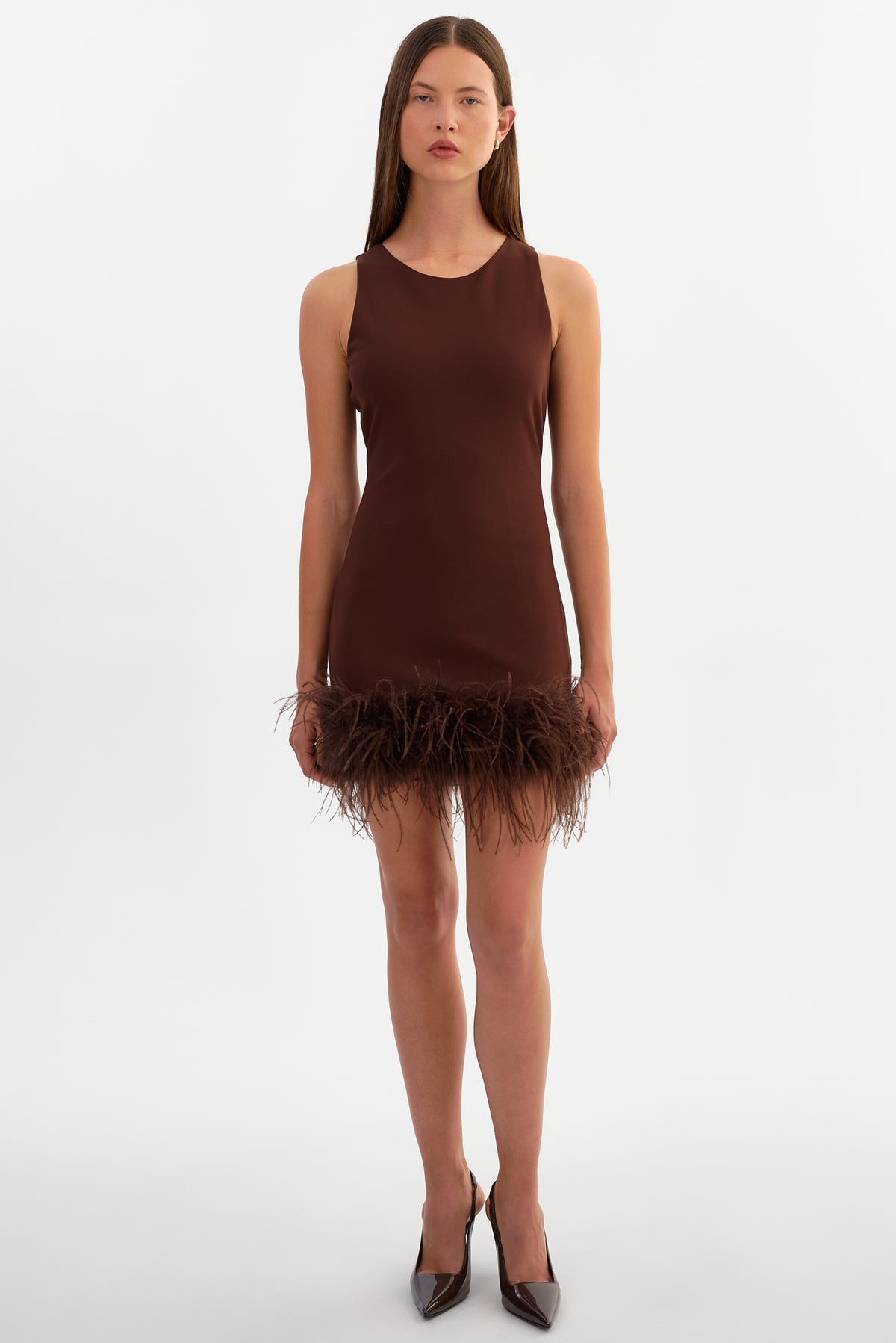 MARTINA | Sleeveless Feather Trimmed Mini Dress