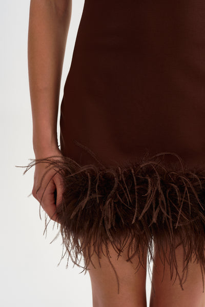 MARTINA | Sleeveless Feather Trimmed Mini Dress