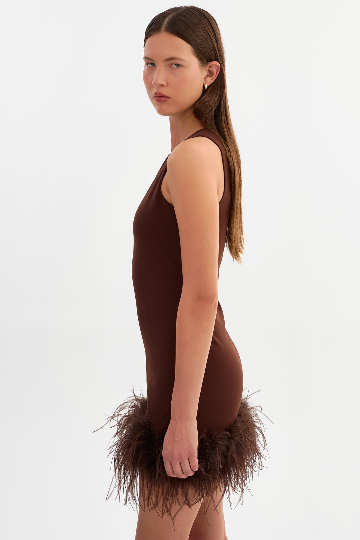 MARTINA | Sleeveless Feather Trimmed Mini Dress