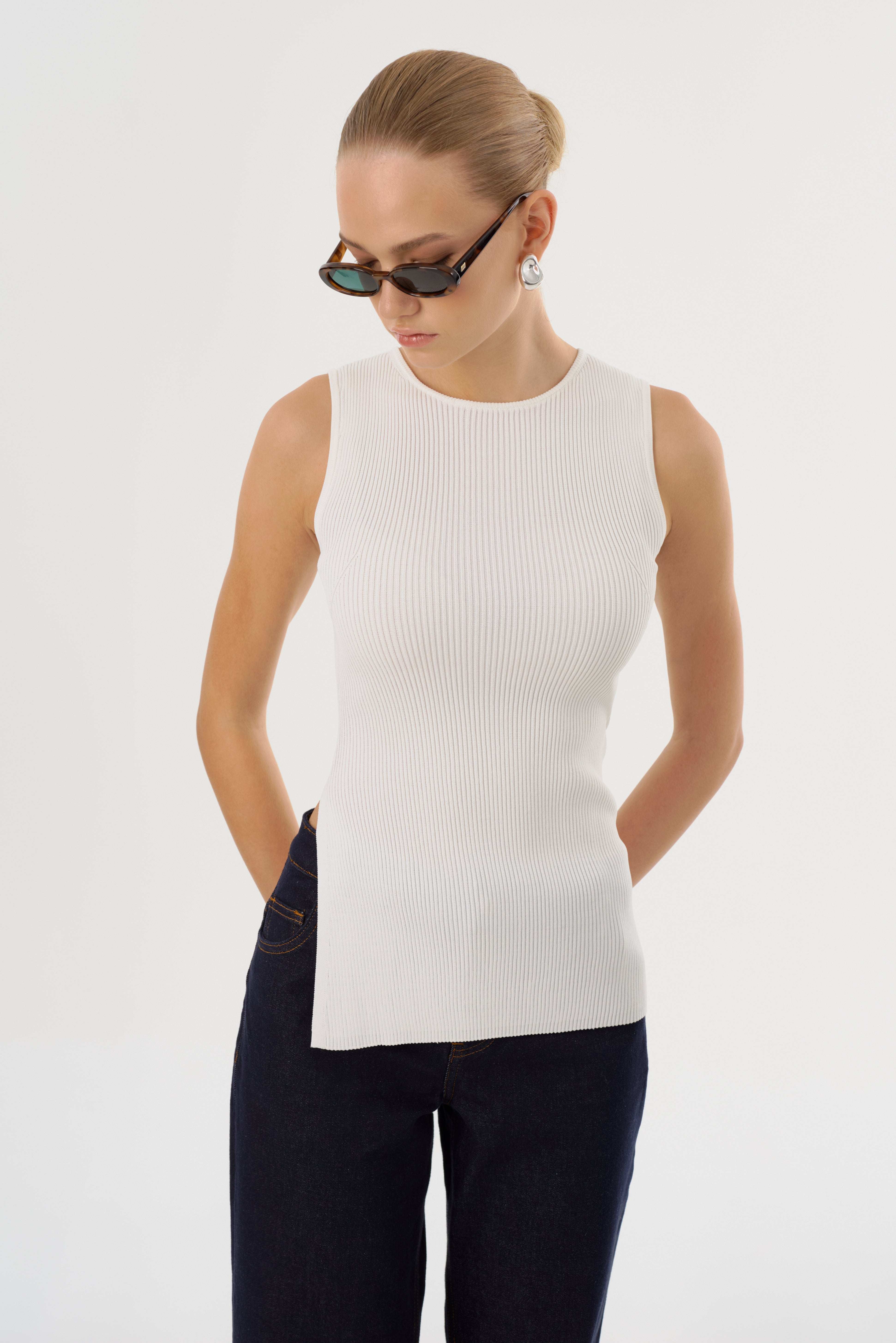 MILOU | Rib Knit Sleeveless Top
