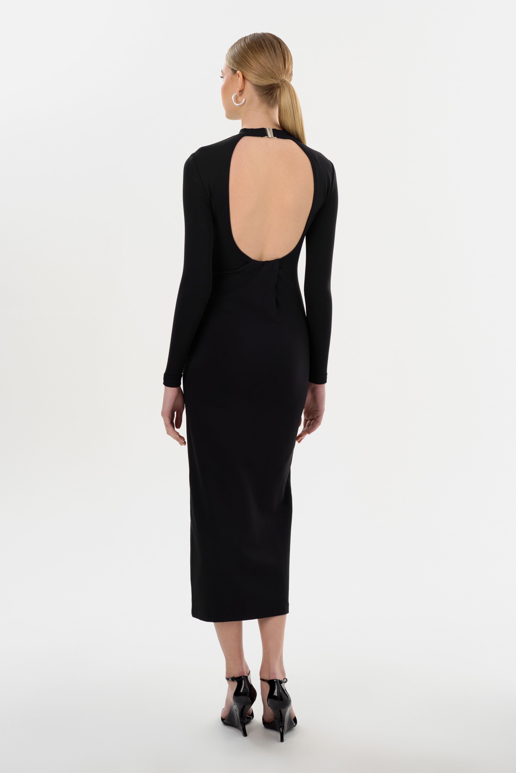 knitted maxi dress black Black Ribbed Knit Maxi Dress