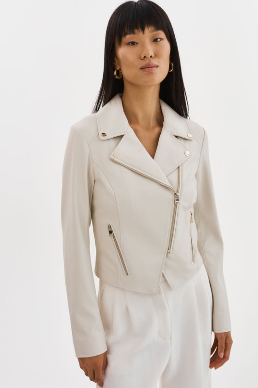 MONICA | Faux Leather Jacket Champagne Hardware