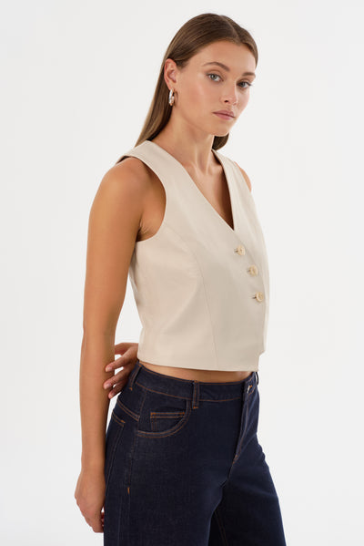 NAIARA | Leather Asymmetric Vest