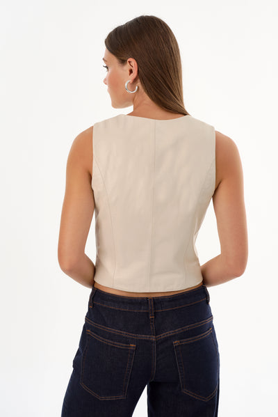 NAIARA | Leather Asymmetric Vest