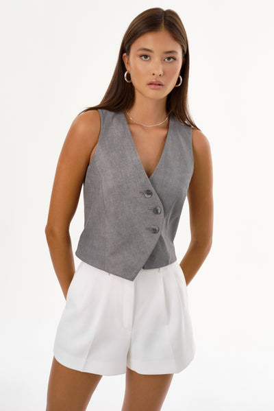 NAIARA | Leather Asymmetric Vest