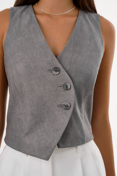 NAIARA | Leather Asymmetric Vest