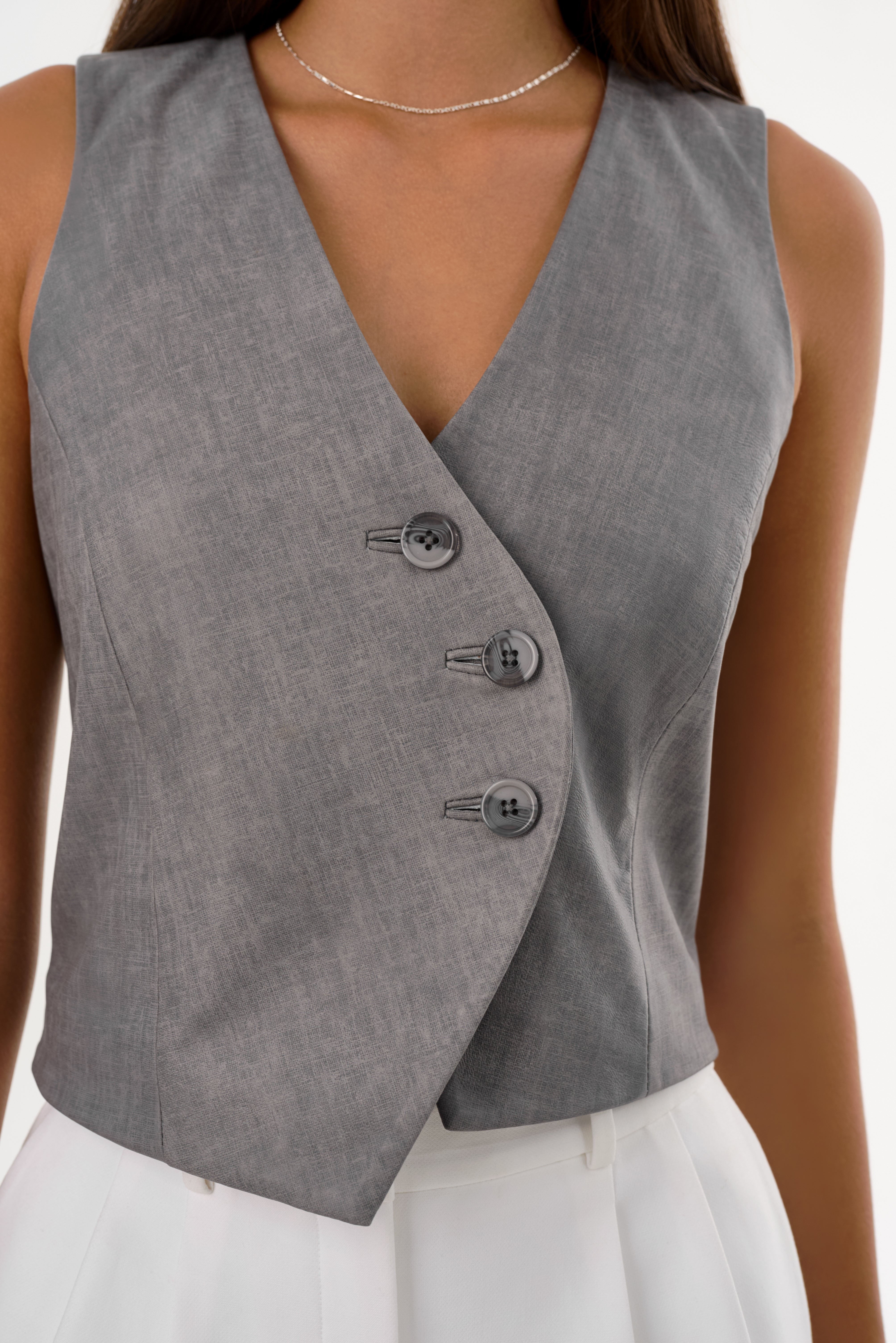 NAIARA | Leather Asymmetric Vest