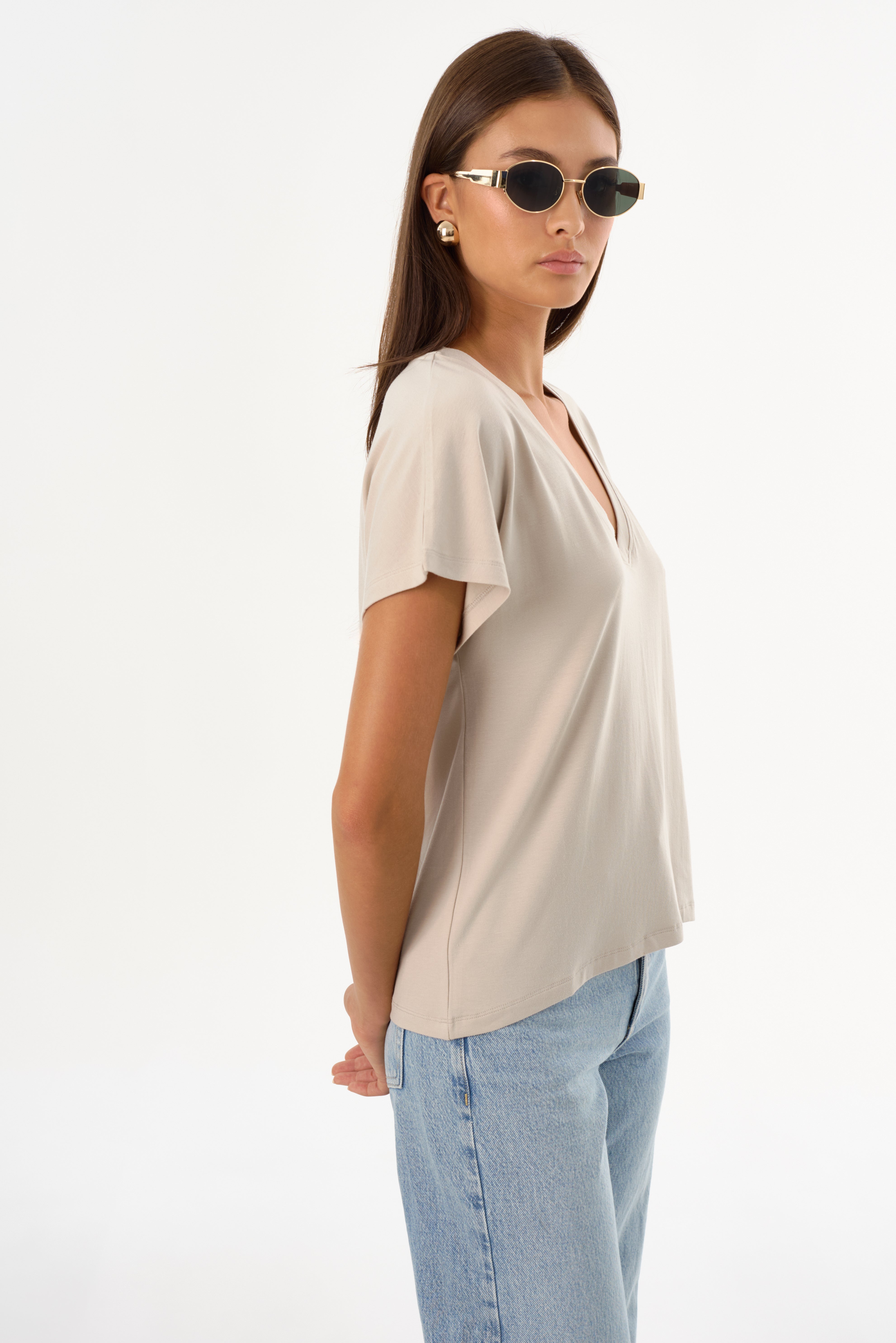 NEREA | T-shirt en jersey à col en V
