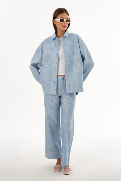 ODILE | Faux Leather Cargo Pants