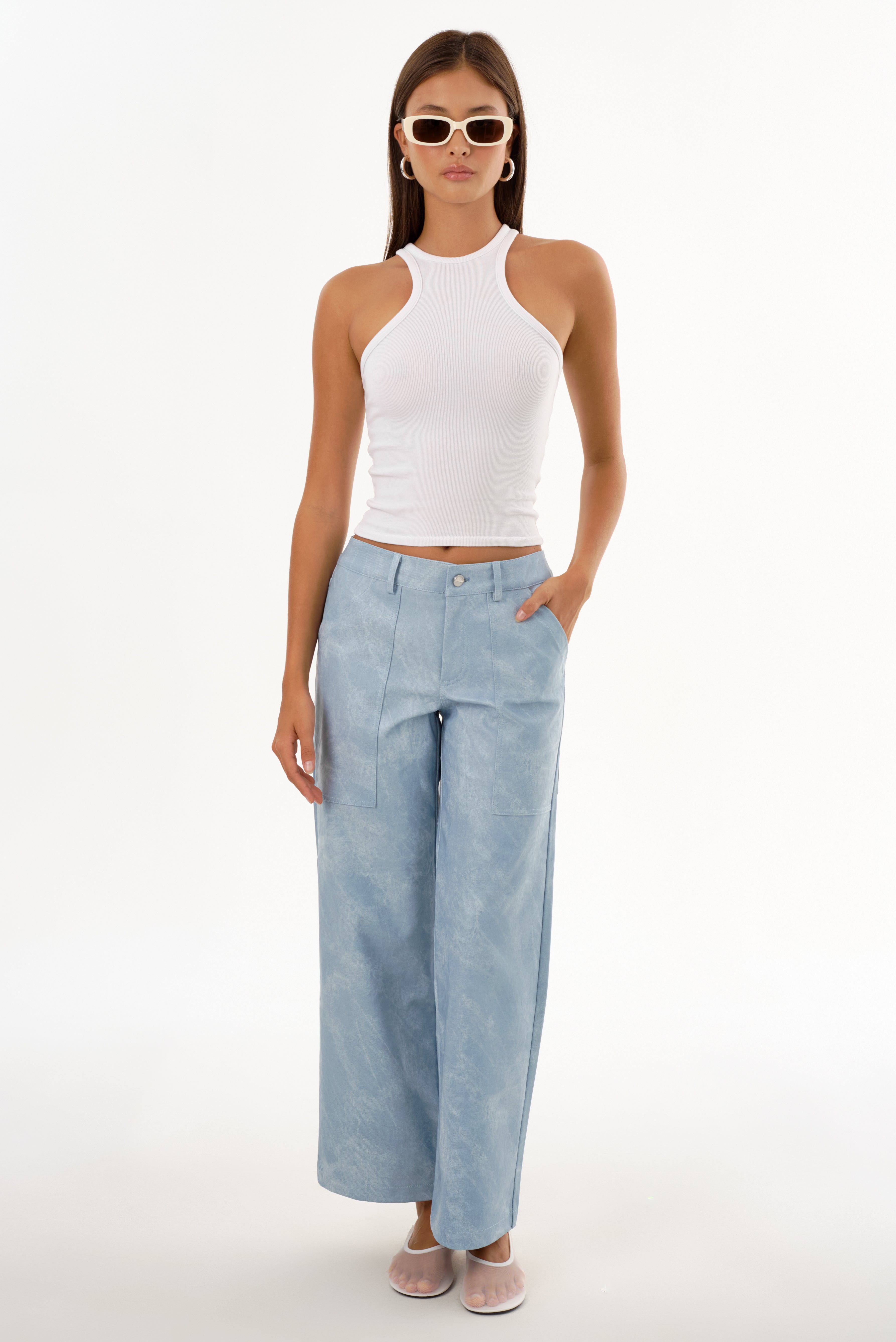 ODILE | Faux Leather Cargo Pants