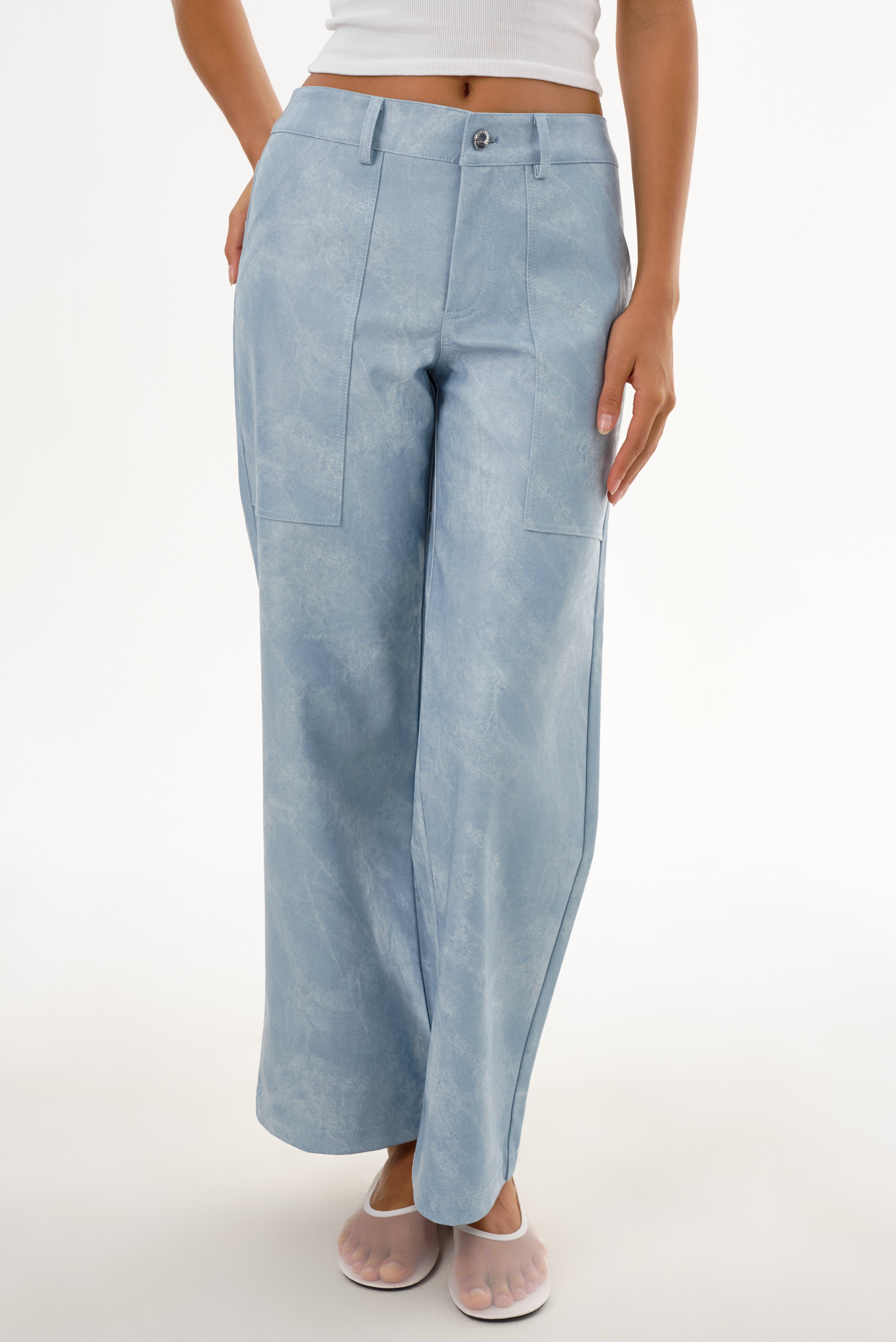ODILE | Faux Leather Cargo Pants