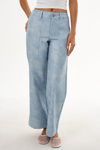 ODILE | Faux Leather Cargo Pants