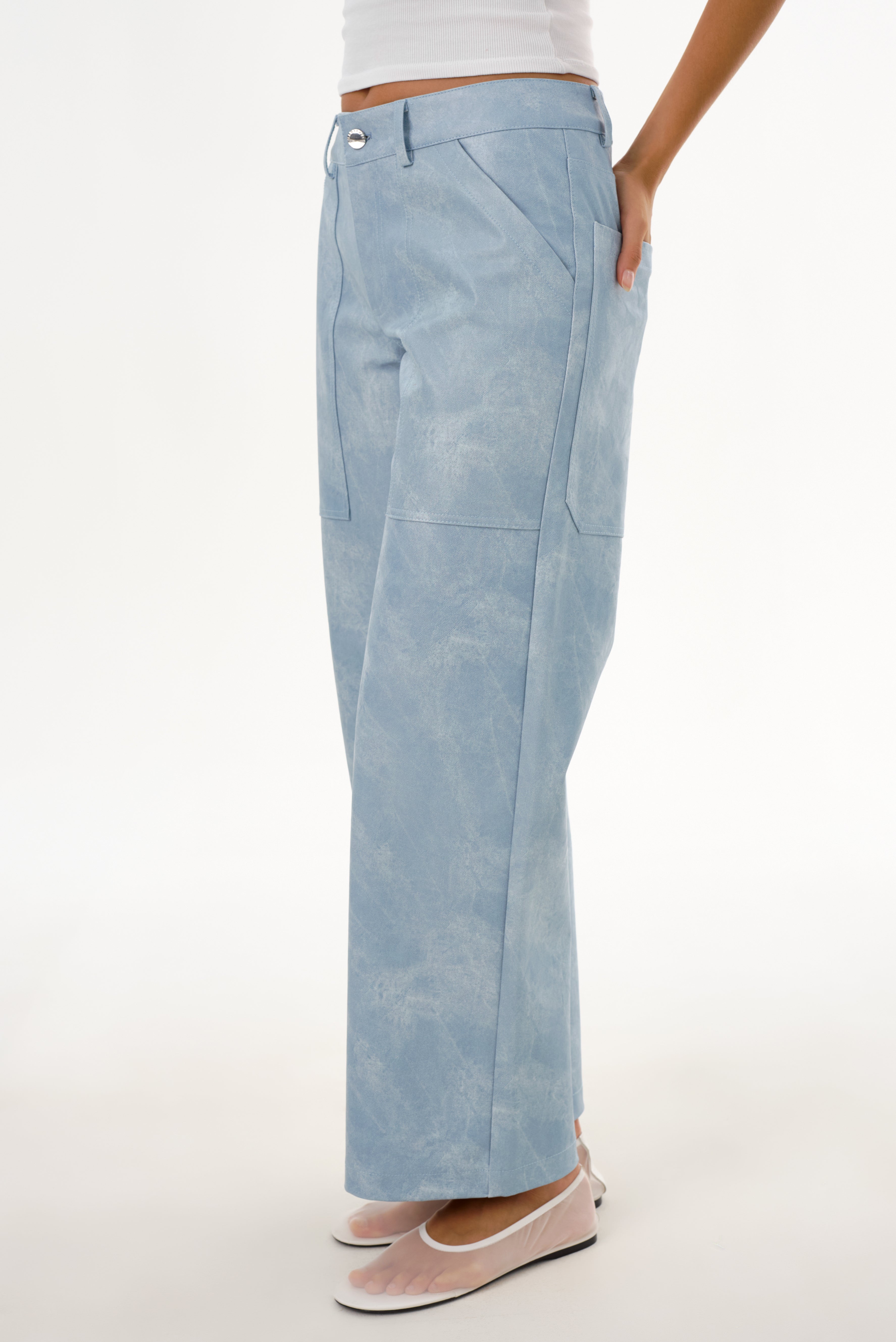 ODILE | Faux Leather Cargo Pants