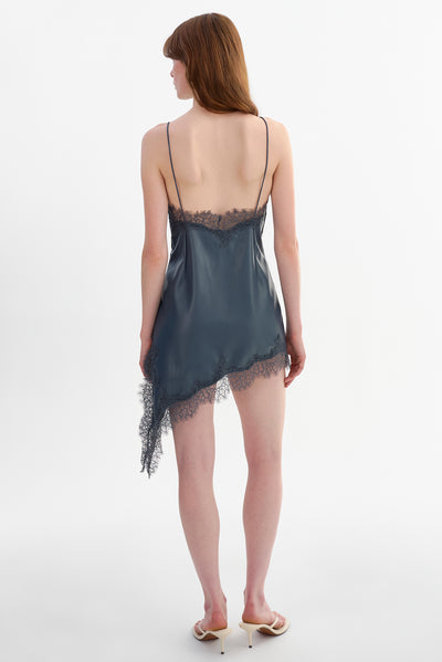 PAULINA | Lace Trim Faux Leather Mini Dress