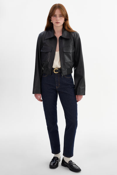 PERRY | Leather Bomber Jacket