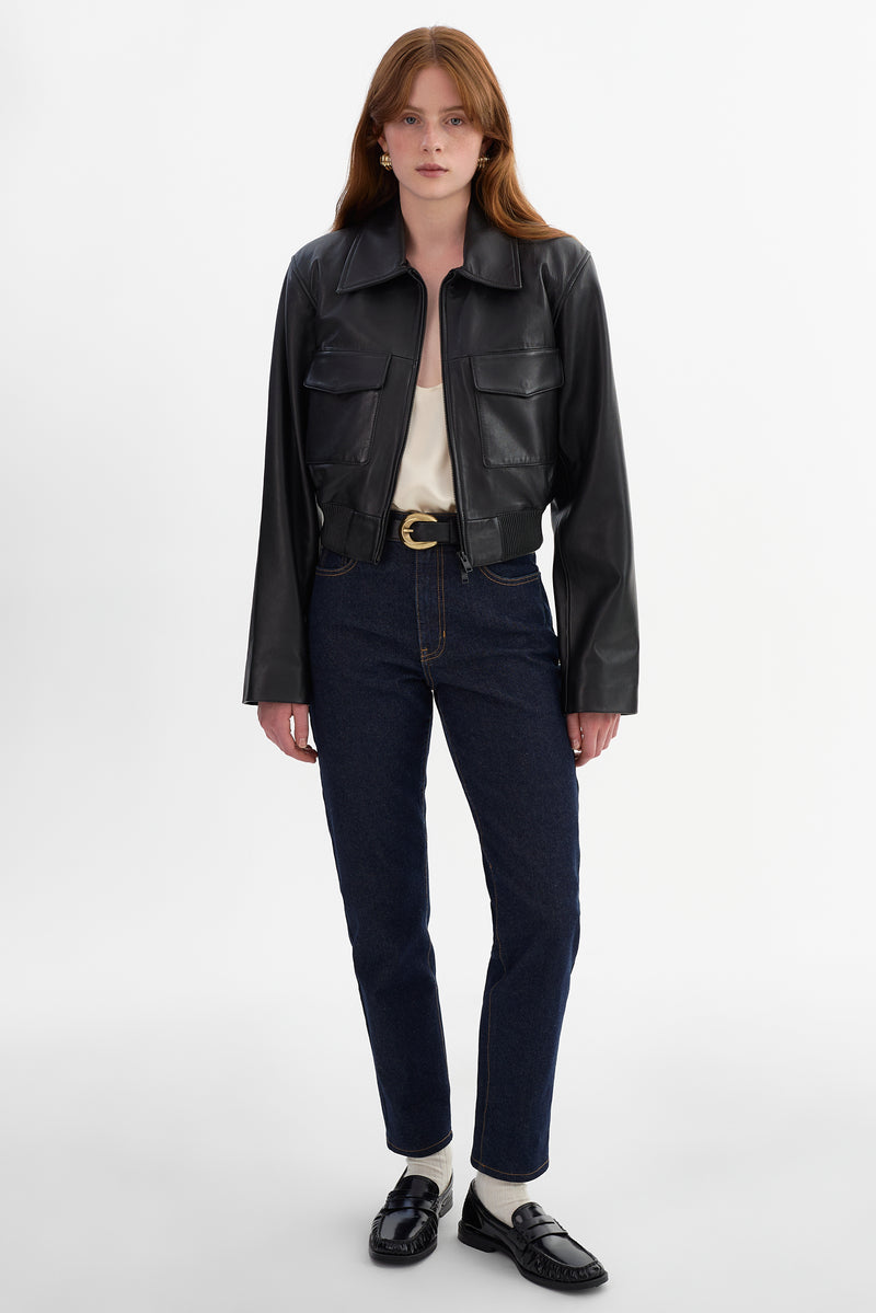 Perry Leather Bomber Jacket