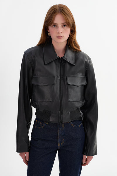 PERRY | Leather Bomber Jacket