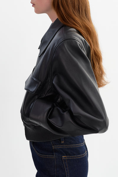 PERRY | Leather Bomber Jacket