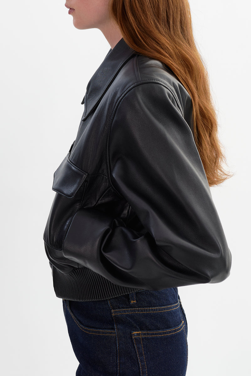 Perry Leather Bomber Jacket