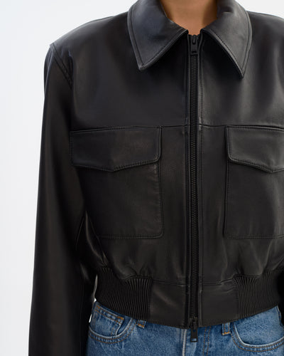 PERRY | Leather Bomber Jacket