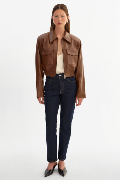 PERRY | Leather Bomber Jacket