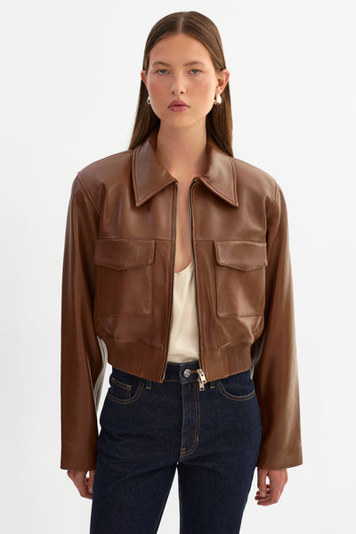 PERRY | Leather Bomber Jacket